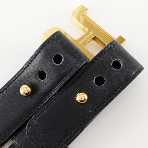 HERMES H belt belt vintage black Calfskin/Plated Gold Women main image 2